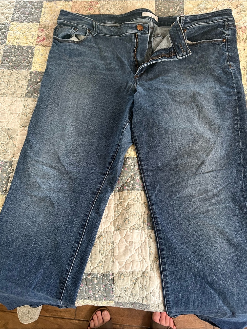 LOFT Women's Straight Leg Jeans in Medium Blue Wash